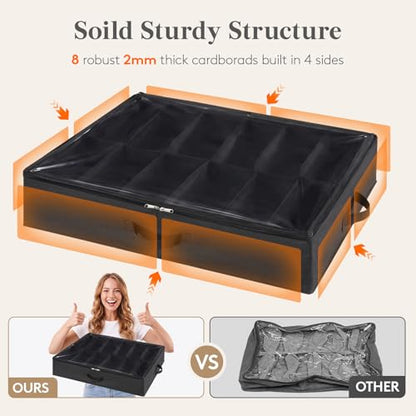 Under Bed Shoe Storage Organizer 2 Pack(12 Shoes Cells), view 4