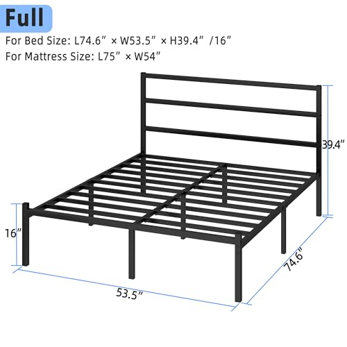 Full Size Bed Frame with Headboard and Footboard, view 3
