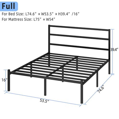 Full Size Bed Frame with Headboard and Footboard, view 3