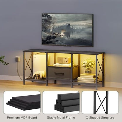 LED TV Stand with Fabric Drawer, Entertainment Center for 50 55 Inch TV, view 7