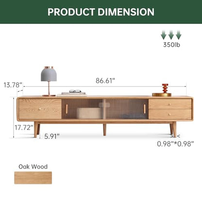 Solid Oak Wood TV Fully-Assembled Stand for 65-80 Inch TVs, view 3