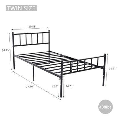 Metal Platform Twin Size Bed Frame, Black, view 3