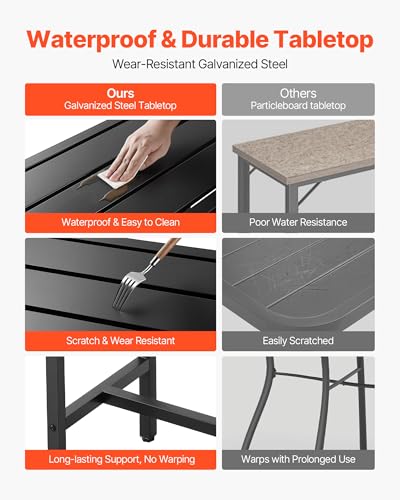 Outdoor Bar Table, 39.4 x 15 in Patio Bar Table, view 7