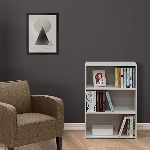 WRIGHT Book Shelf, 3-Tier Modern Bookshelf, Bookcase with Closed Back, 11.6" x 24.5" x 35.3", for Living Room, Bedroom, Home Office, Soft White