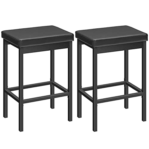 Bar Stools, Set of 2 Bar Chairs, 24.8-Inch Height Stools, Breakfast Bar Stools, view 2