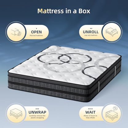 Queen Mattress 12 Inch Hybrid Queen Size Mattress in a Box Medium Firm New, view 8