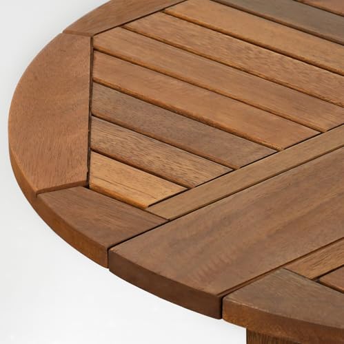 FG17035 Tioman Hardwood Patio Furniture Gateleg Round Table in Teak Oil, Natural