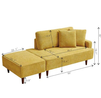 GDFStudio Upholstered Chaise Lounge Chair Indoor with Ottoman, view 3
