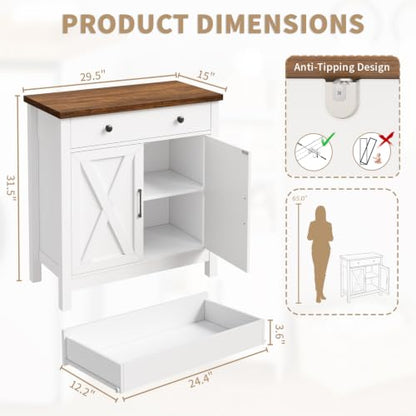 Buffet Cabinet, Small Coffee Bar Cabinet with Drawer, White, view 3