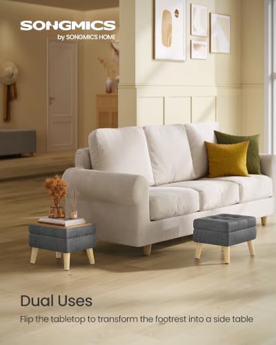 Foot Stool Ottoman, Small Storage Ottoman with Legs, 15.7 Inches, view 4