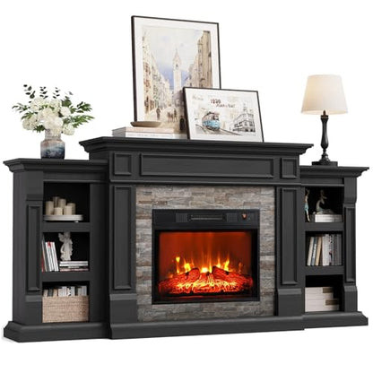 72" Electric Fireplace with Mantel Fireplace TV Stand for Living Room, view 2