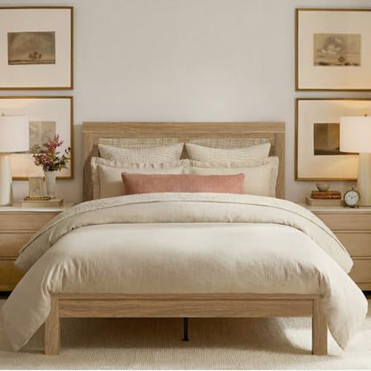 Full Bed Frame with Headboard Wood, view 2