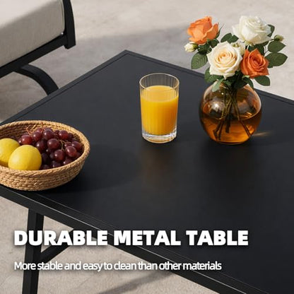 4 Piece Patio Furniture Set,Outdoor Metal Patio Furniture with Coffee Table & Rocking Chairs Conversation Set for Porch,Backyard,Poolside, Garden-Grey