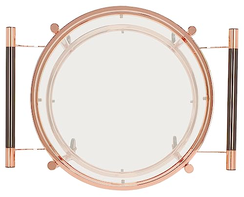 Safavieh Home Collection Sienna Rose Gold/Black Nickel Trim Handle/Tempered Glass 2-Tier Round Bar Cart