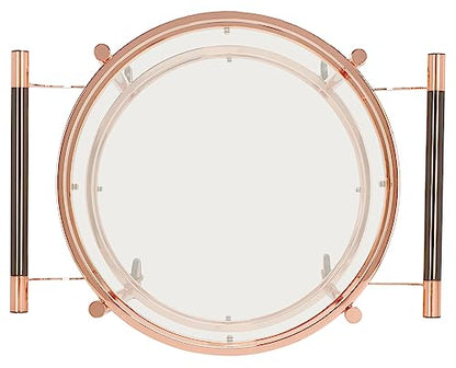 Safavieh Home Collection Sienna Rose Gold/Black Nickel Trim Handle/Tempered Glass 2-Tier Round Bar Cart