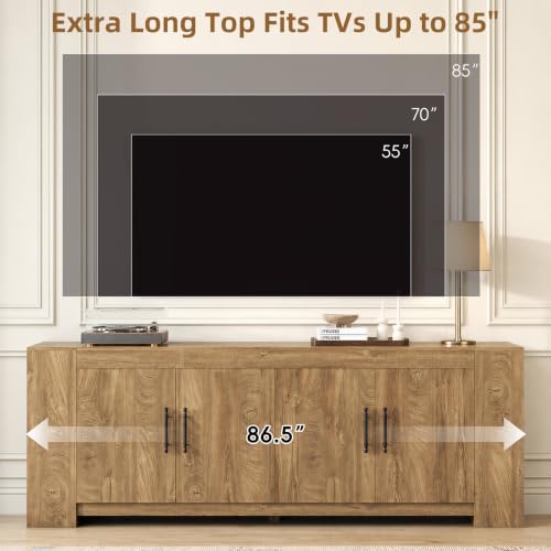 Tall TV Stand with Storage, Long Entertainment Center for 85 Inch TVs, view 5