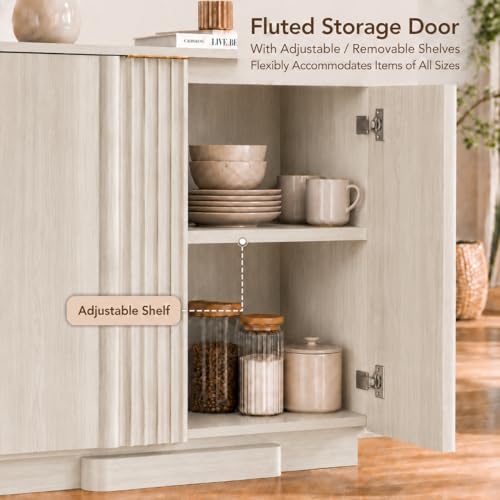 Fluted Buffet Cabinet with Storage, 31.5" Accent Sideboard Credenza, view 5