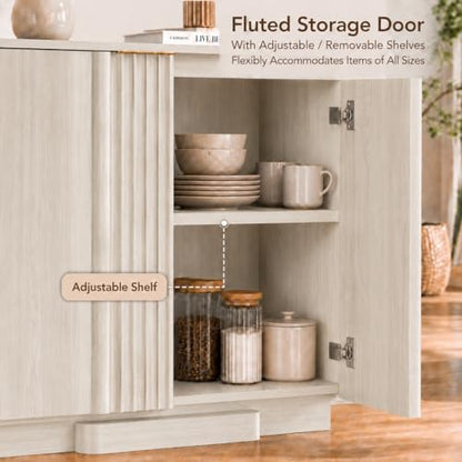 Fluted Buffet Cabinet with Storage, 31.5" Accent Sideboard Credenza, view 5