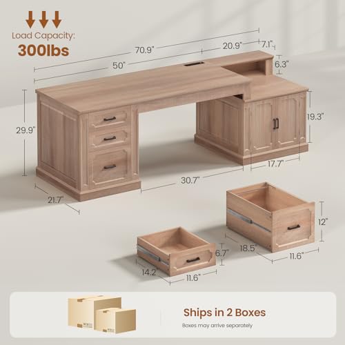 Farmhouse 70.9" Executive Desk, view 3