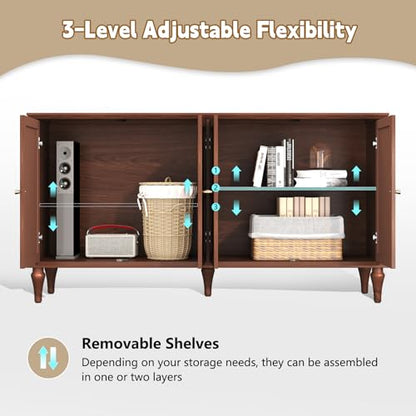 58'' Mid-Century Modern Sideboard Buffet Cabinet with Storage, view 5