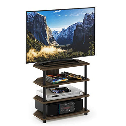 Turn-N-Tube Easy Assembly 4-Tier Petite Entertainment Center / TV Stand / TV Unit / TV Desk, Columbia Walnut/Black