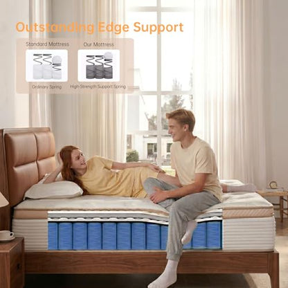 Queen Mattress,12 Inch Hybrid Mattress in a Box: Memory Foam & Pocket Springs for Pressure Relief, Motion Isolation, Medium Firm,CertiPUR-US Certified,Fiberglass Free ，80"*60"*12"