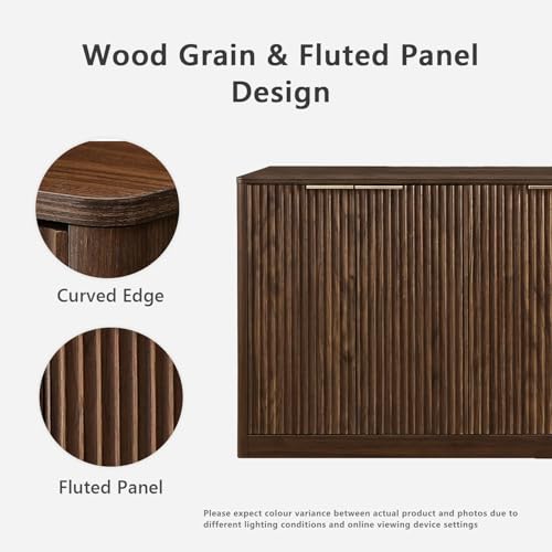 67" Fluted Buffet Cabinet Sideboard with Storage, Large Credenza with 6 Doors, view 5
