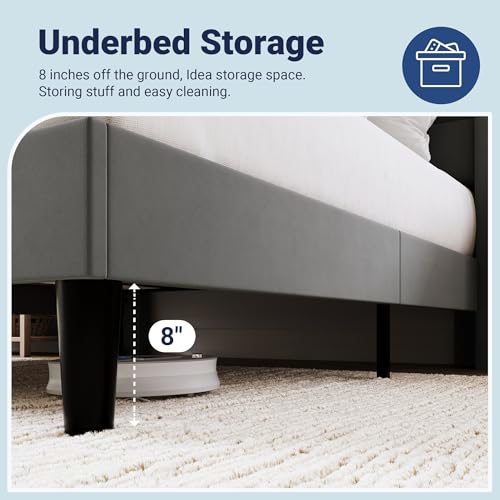 Queen Size Platform Bed Frame with Charging Station & Storage Headboard, view 7