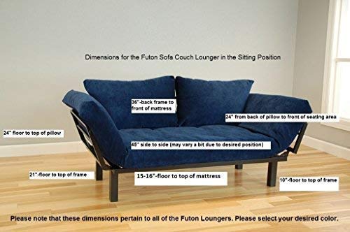 Best Futon Lounger Sit Lounge Sleep Smaller Size Furniture is Perfect for College Dorm Bedroom Studio Apartment Guest Room Covered Patio Porch. Key Kitty Key Chain Included. (Black)