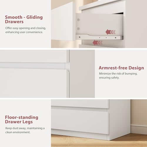 5 Drawer Dresser for Bedroom, White Dresser Chest of Drawers, view 6