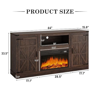 64" Farmhouse Fireplace TV Stand for 75" TVs, view 3