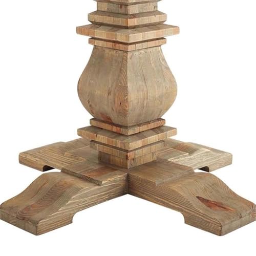 71-Inch Round Farmhouse Dining Table Rustic Solid Pine Wood Sturdy Pedestal Base Brown Finish Classic Vintage Style for Family Meals Modern Country Chic Home Furniture