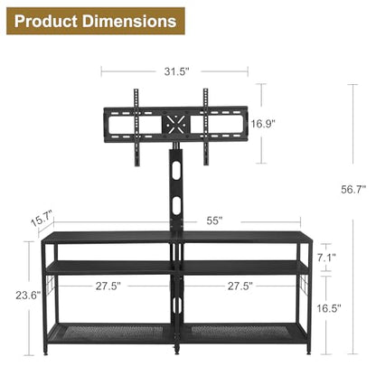 55" TV Stand with Mount, Universal Swivel TV Console for 32-75 inch TVs, view 3