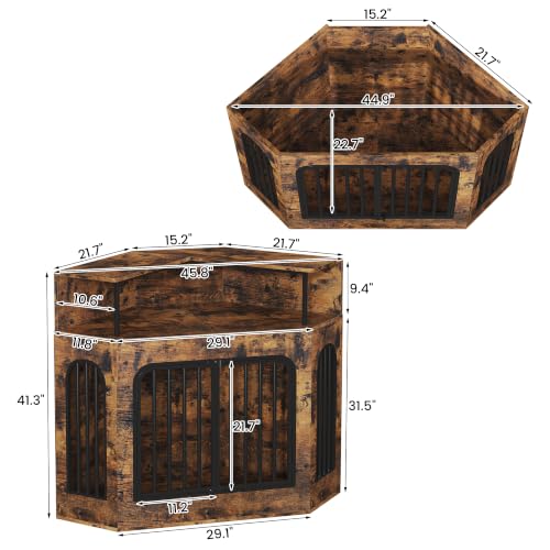 46" Corner Dog Crate Furniture with Storage Shelf, view 4