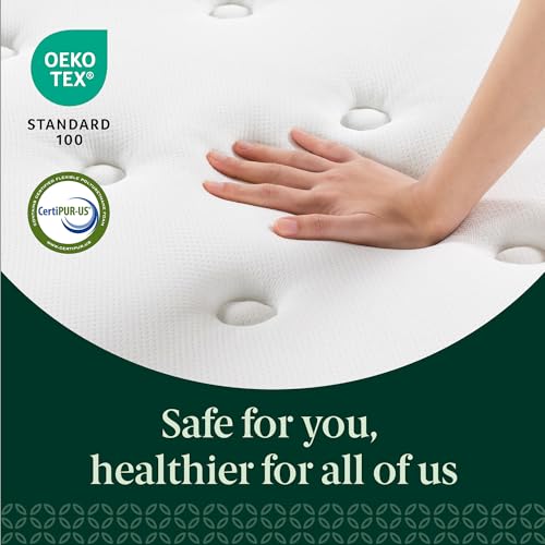 Zinus 12 Inch Comfort Support Hybrid Mattress [New Version], Queen, Fiberglass Free, Medium Plush, Motion Isolation, Certified Safe Foams & Fabric, Mattress in A Box