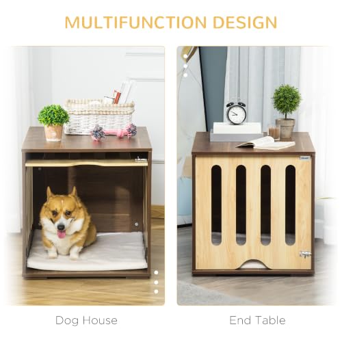 Furniture Style Dog Crate End Table with Removable Door Panel Brown, view 4