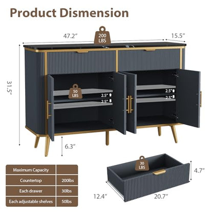 47.2" Buffet Storage Cabinet, view 3