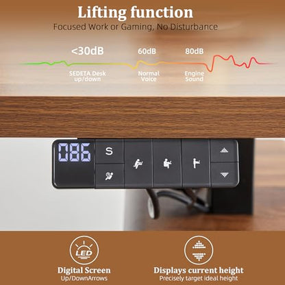 Electric Standing Desk with Drawers, 55" Office Desk Height Adjustable Executive Desk with Storage Shelves, Simple Setup Wood Desk Home Office Stand up Desk for Work, Study, Writing, Walnut