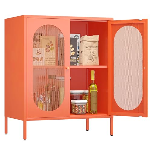 2 Door Accent Cabinet, Metal Storage Cabinet with Adjustable Shelf, view 2