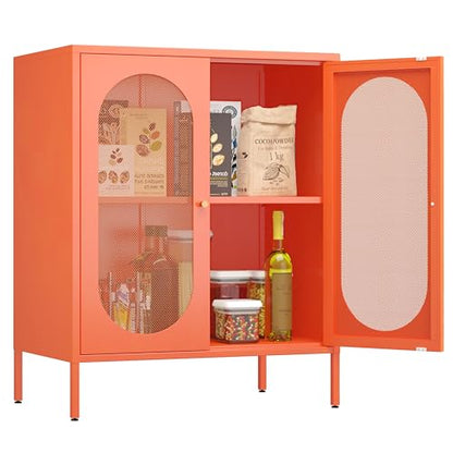 2 Door Accent Cabinet, Metal Storage Cabinet with Adjustable Shelf, view 2