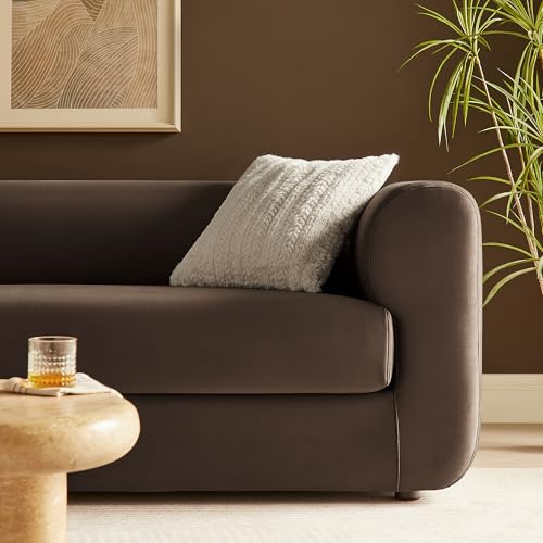 Leif Performance Velvet Upholstered Sofa – 89 Inch Modern Tuxedo Sofa – Comfy 3 Seater Velvet Couch