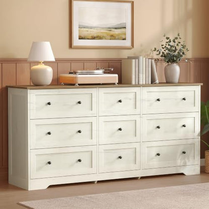 9-Drawer Dresser, Chest of Drawers, 63 x 15.7 x 30.7 in, view 2