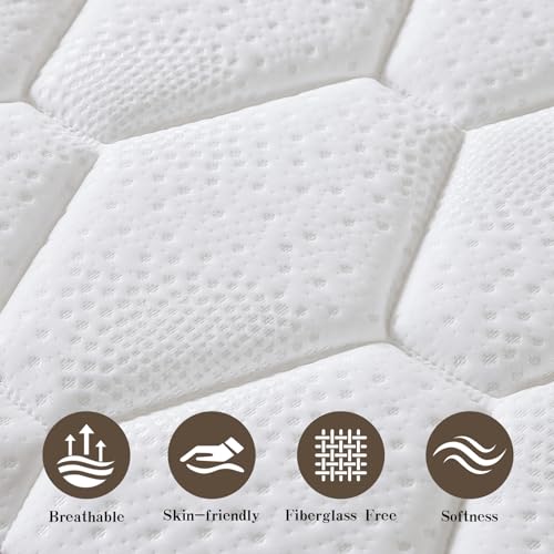 Queen Size Mattress, 12 Inch Hybrid Mattress in a Box – Memory Foam with Pocket Springs, Cooling Gel, Pressure Relief, Motion Isolation, CertiPUR-US Certified, Medium Firm,Brown