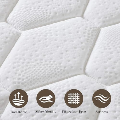 Queen Size Mattress, 12 Inch Hybrid Mattress in a Box – Memory Foam with Pocket Springs, Cooling Gel, Pressure Relief, Motion Isolation, CertiPUR-US Certified, Medium Firm,Brown