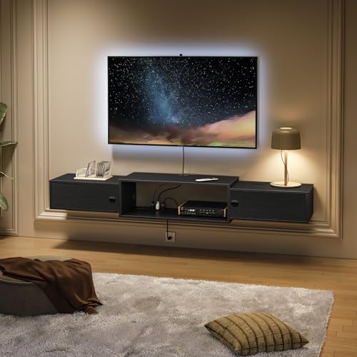 55" Floating TV Stand with Power Outlets, view 2