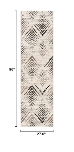 SAFAVIEH Amsterdam Collection Runner Rug - 2'3" x 8', Cream & Beige, Modern Design, Non-Shedding & Easy Care, Ideal for High Traffic Areas in Living Room, Bedroom (AMS110A)