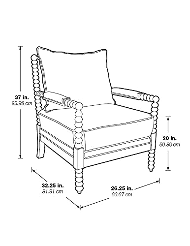 Fletcher Spindle Accent Chair with Rustic Brown Finish, Navy Blue Upholstery