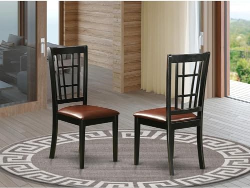 Nicoli 39" Faux Leather Dining Chairs in Black (Set of 2)