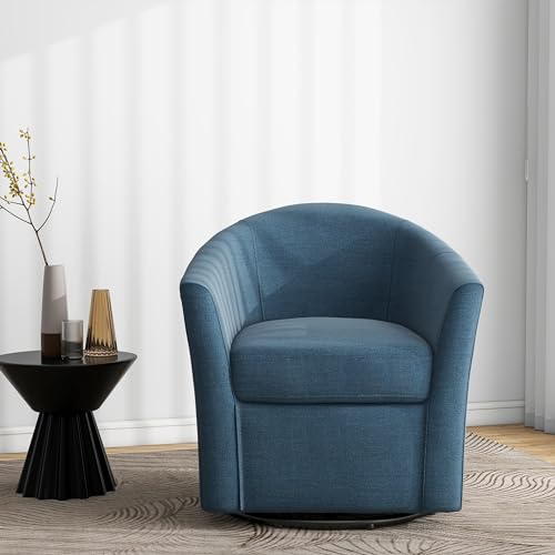 Swivel Accent Chair Armchair, Modern Round Single Sofa Seating Comfy Reading Barrel Chairs for Living Room Bedroom (Blue, Set of 2)