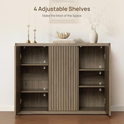 Buffet Cabinet with Storage Sideboard with 3 Doors Modern 46.6" W Credenza, view 5